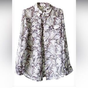 Equipment Monarch Butterfly Wing silk top Blouse Button Up S Blouse - 100 silk